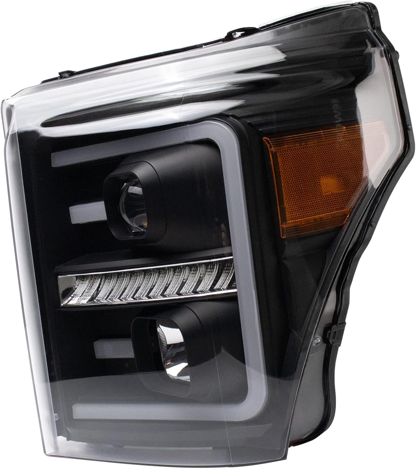 TRQ Performance Driver and Passenger Side Headlight Assembly Set Black Housing Compatible with 11-16 Ford F-250 Super Duty 11-16 Ford F-350 Super Duty 11-16 Ford F-450 Super Duty