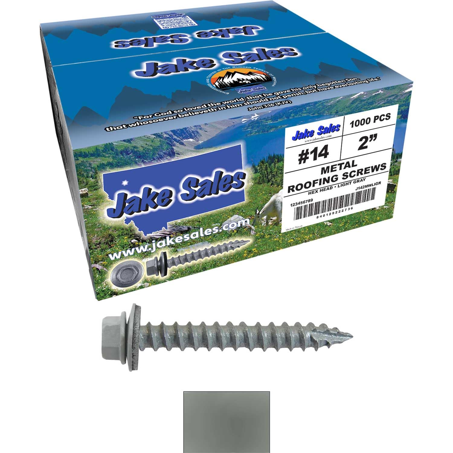 14x2 Metal Roofing Screws (Light Gray) (14X2 MRS CASE)