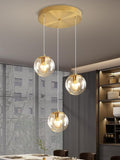 ykolupty 3-Light Modern Gold Pendant Light Hanging Fixture Light for Kitchen Island Mid Century Globe Pendant Light Glass Chandelier for Living Room Bedroom Entryway