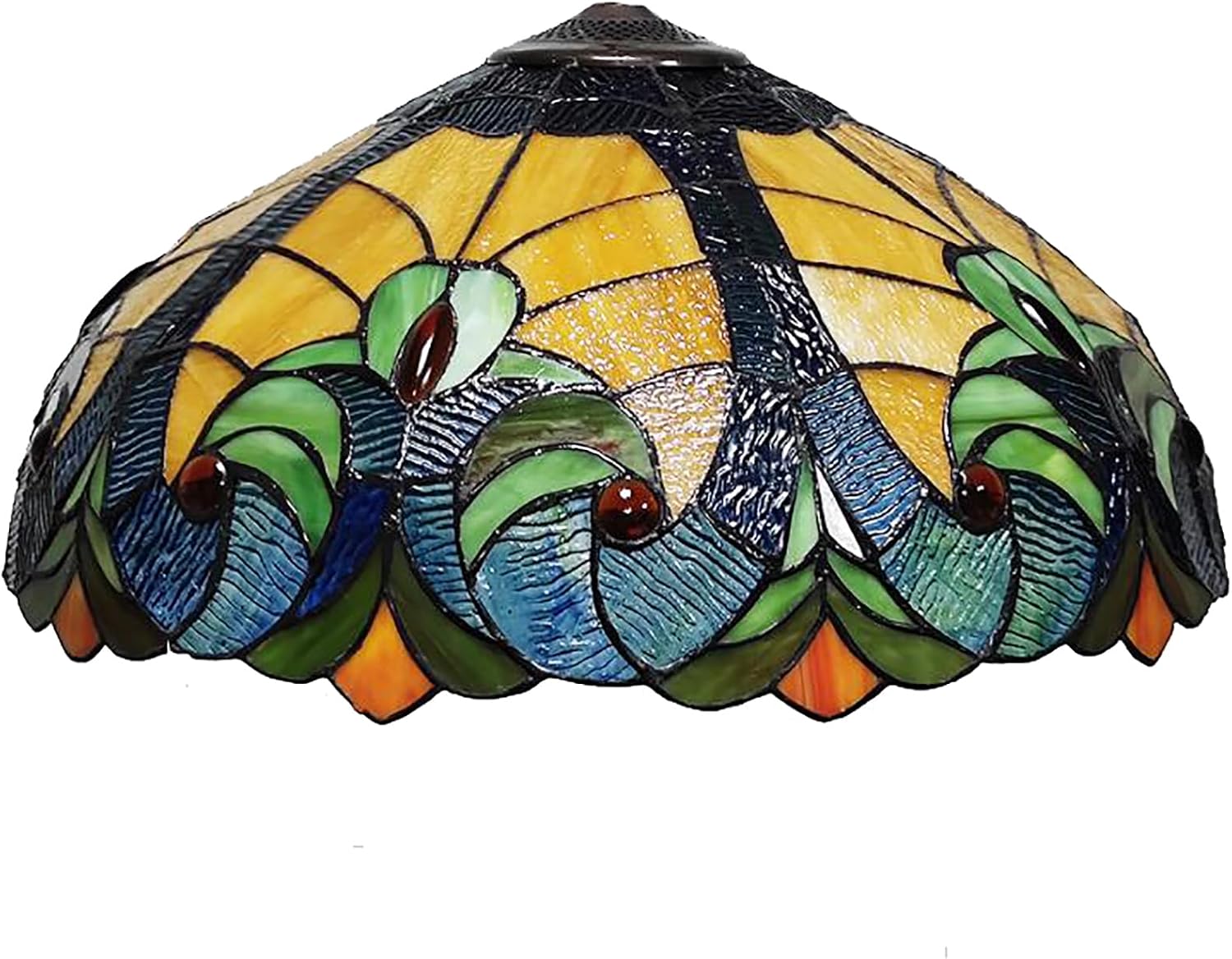 20 Inch Blue Baroque Lamp Shade Replacement, Tiffany Style 40Cm Yellow Green Stained Glass Lampshade for Table Lamps Ceiling Lamps Floor Lamp Dining Table