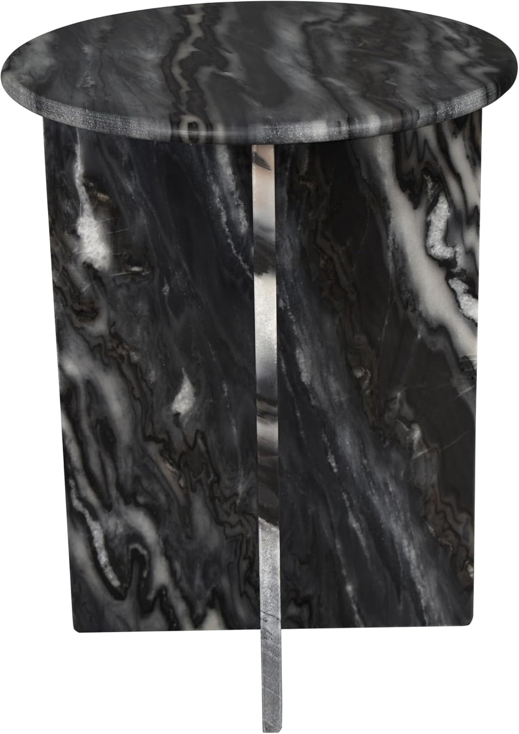 JONATHAN Y MTB1103B Javier 17.75' Contemporary Natural Marble Handmade X-Shaped End Table for Living Room, Bedroom, Bathroom, Black/Gray