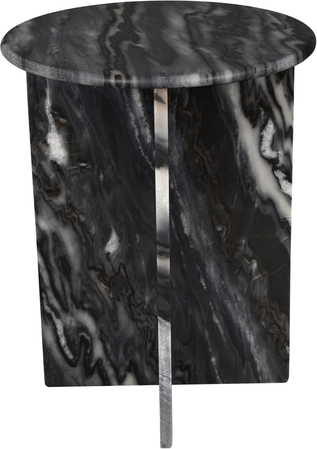 JONATHAN Y MTB1103B Javier 17.75' Contemporary Natural Marble Handmade X-Shaped End Table for Living Room, Bedroom, Bathroom, Black/Gray
