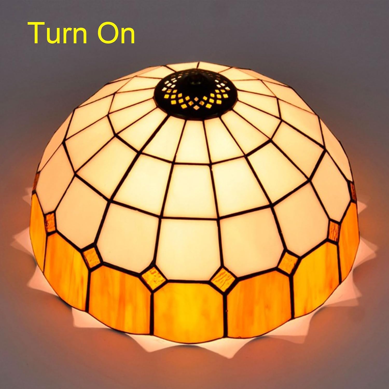 Tiffany Lamp Shade 12 Inch Wide Accessories Replacement Only Blue Green Yellow Stained Glass Lampshades Minimalistic Mediterranean Light Cover for Table Lamp Pendant Light Ceiling Fixture,Yellow