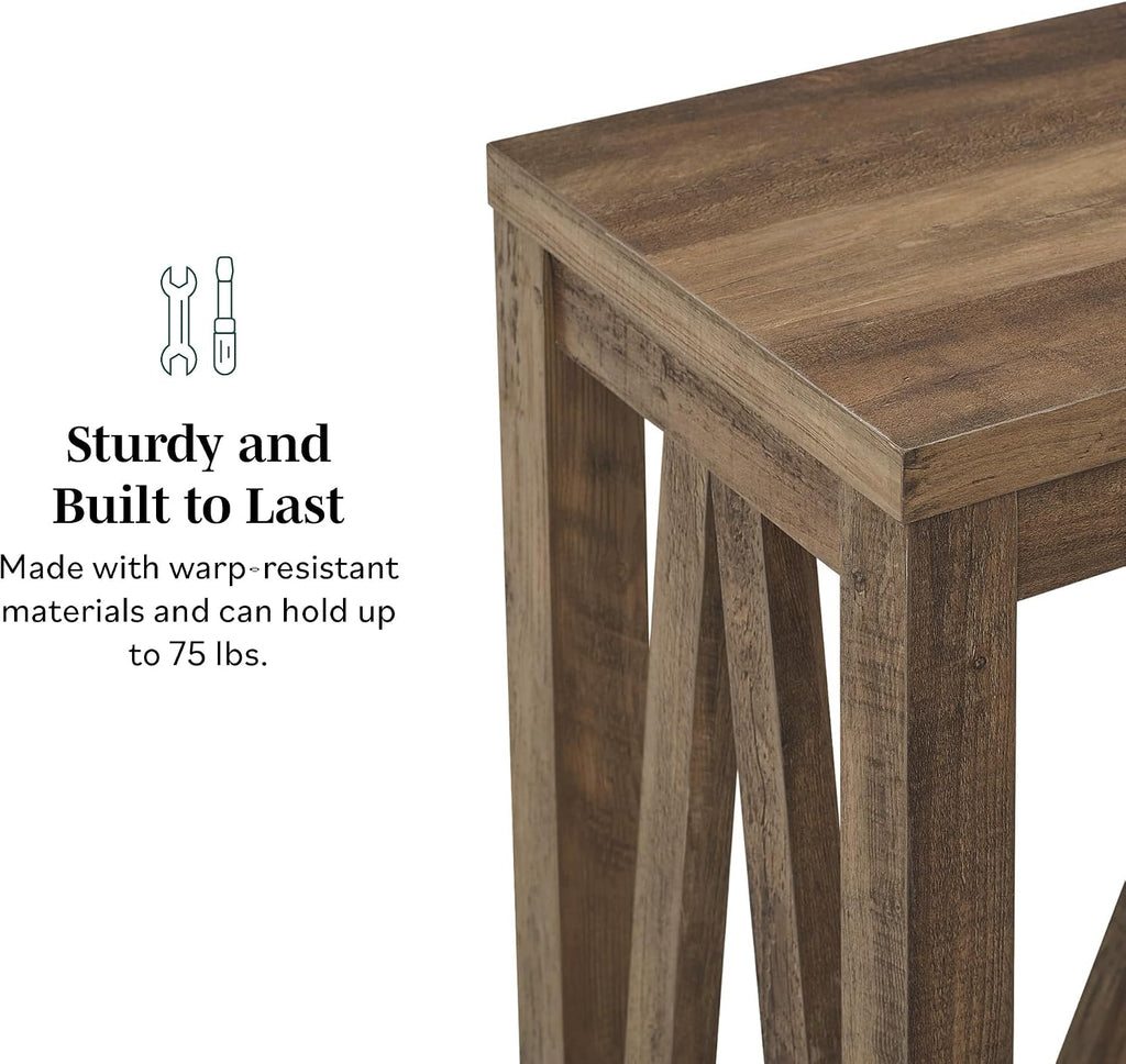 Walker Edison Modern Farmhouse Accent Entryway Table Entry Table Living Room End Table, 52 Inch, Rustic Oak