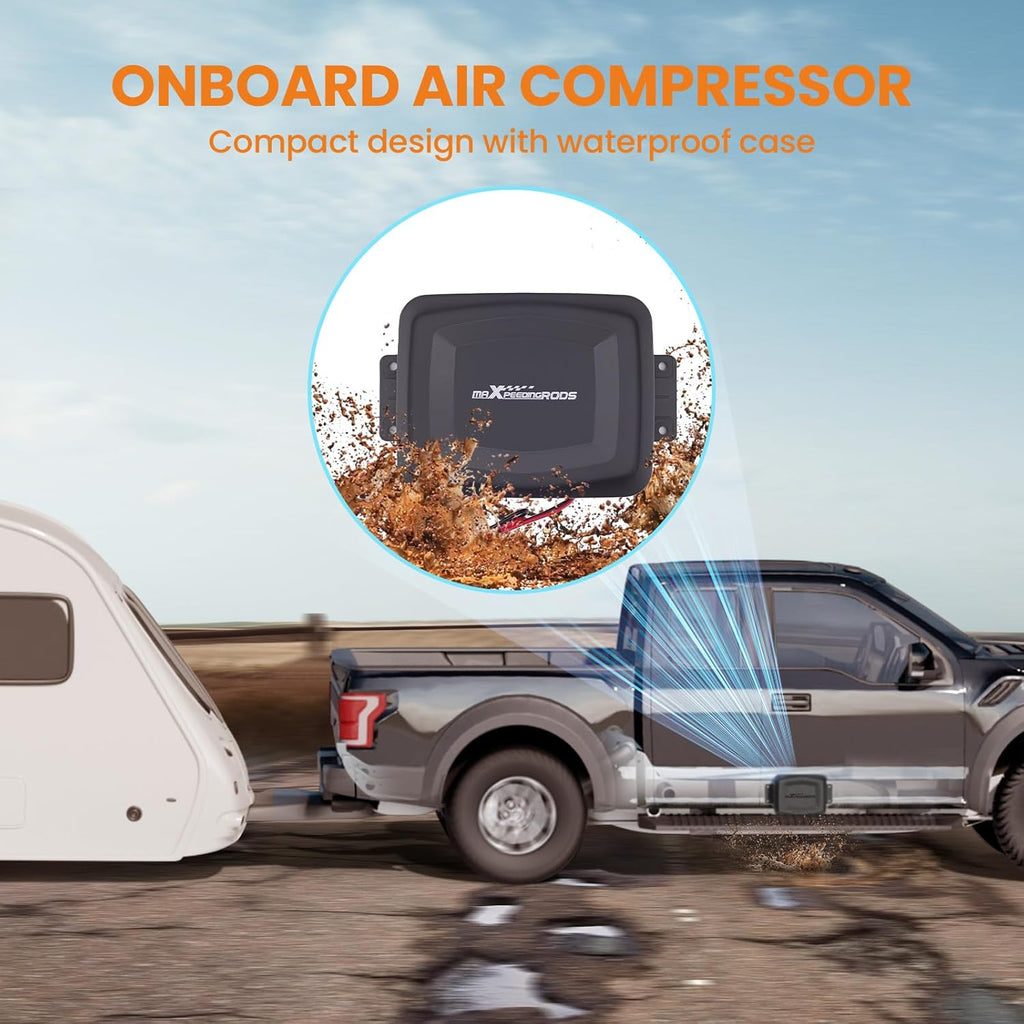 maXpeedingrods On Board Air Compressor System Universal Air Spring Compressor Kit with Gauge Air Line T Fittings for Trucks Vans