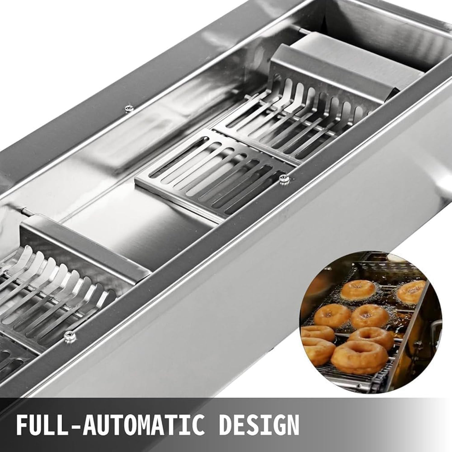 Automatic Donut Making Machine, Commercial Single Row Donut Machine with 3 Different Sizes Ring Molds, Frying Donuts Maker, Large Capacity, 7L Hopper, for Bakery, Food Cart