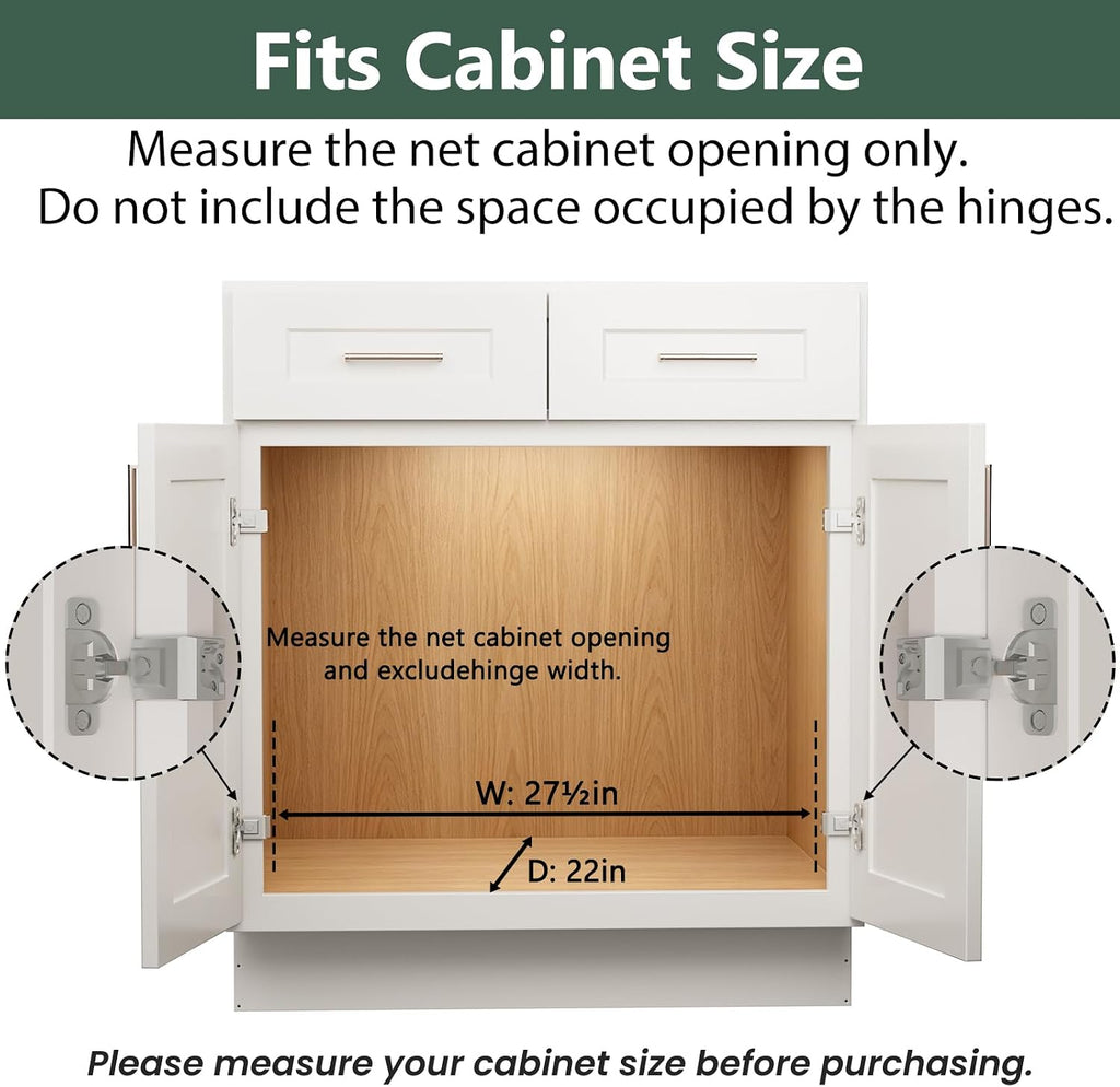 LOVMOR 2 Tier Individual Pull Out Cabinet Organizer 27' W x 21½' D, Slide Out Kitchen Cabinet Storage Sliding Shelves