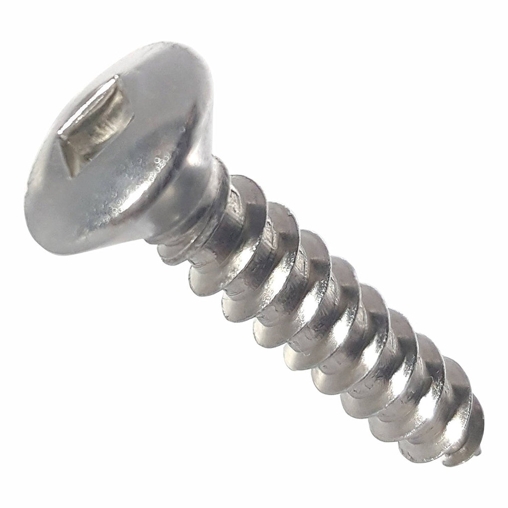 #10 x 2 Oval Head Sheet Metal Screws, Square Drive, Stainless Steel 18-8, Full Thread, Bright Finish, Self-Tapping, Type A, Quantity 1000 By Fastenere