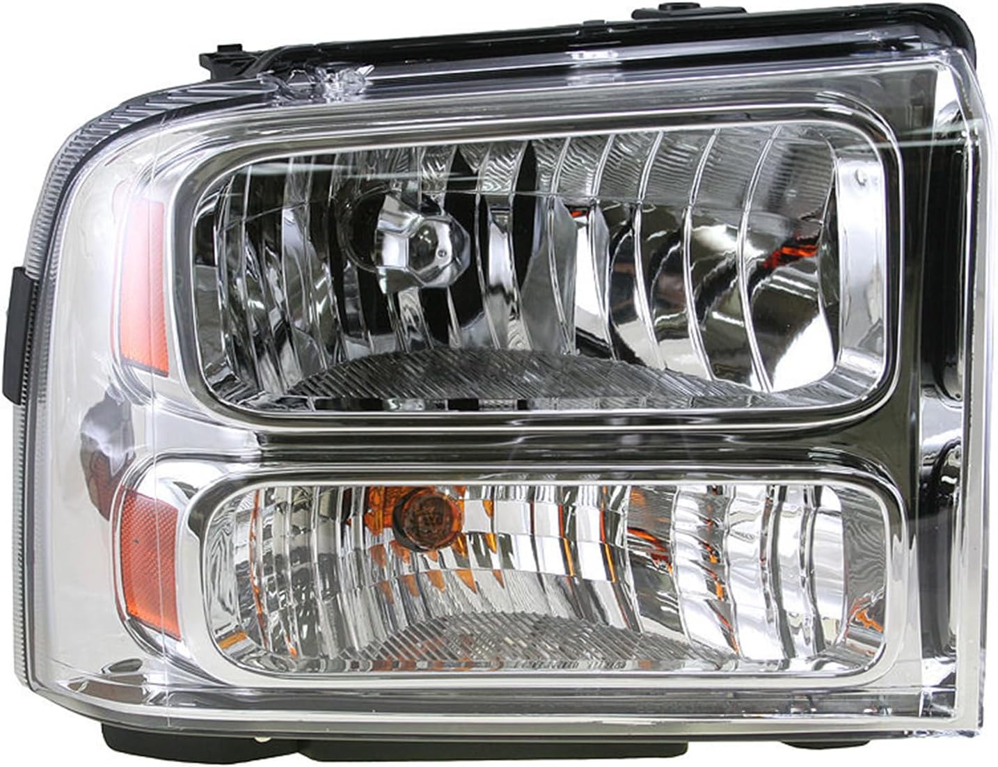 TRQ Driver and Passenger Side Headlight Assembly Set Chrome Housing Compatible with 05 Ford Excursion 04-07 Ford F-250 Super Duty XL 04-07 F-350 Super Duty XL