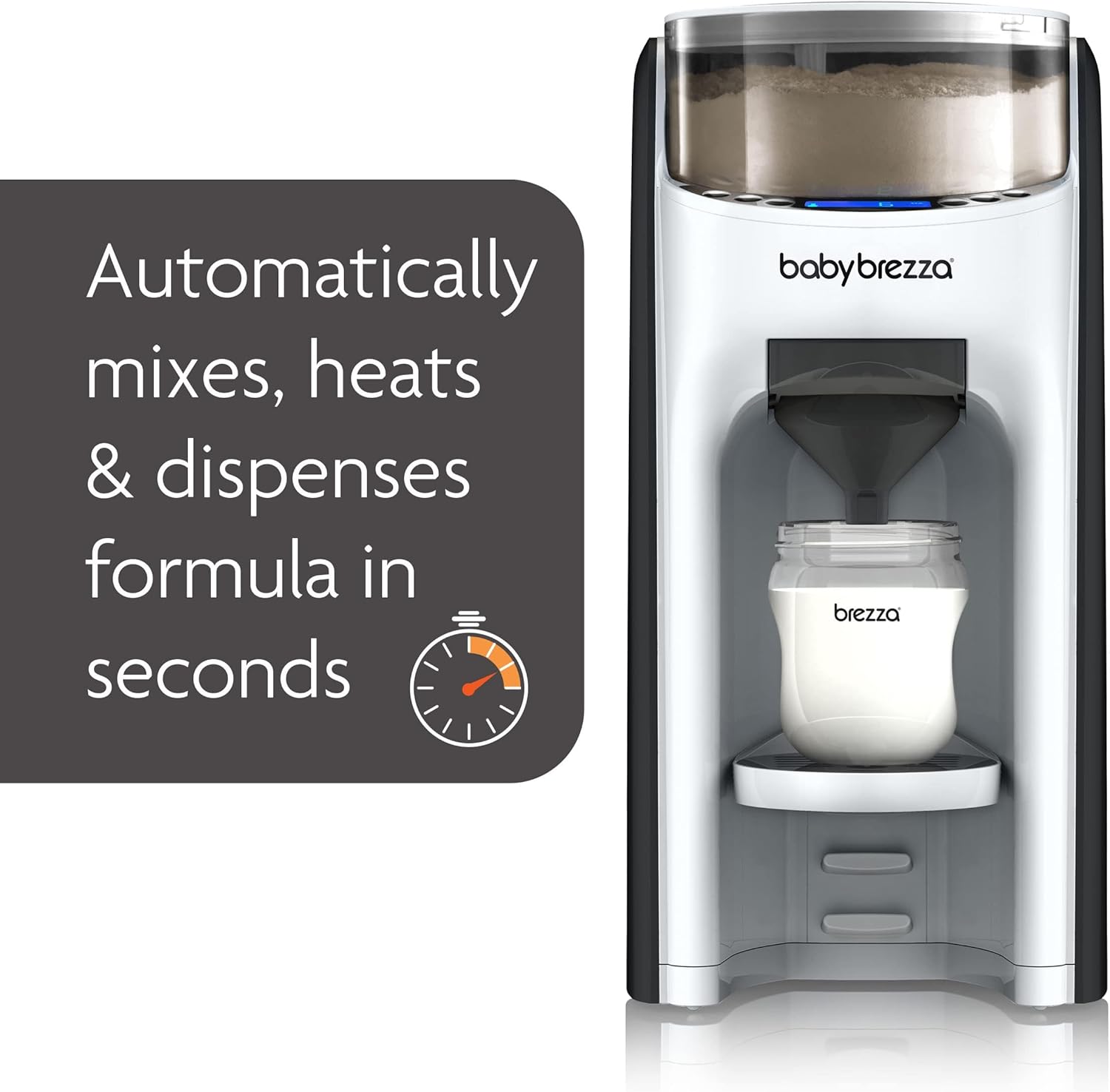 Baby Brezza New and Improved Formula Pro Advanced Formula Dispenser Machine - Automatically Mix a Warm Formula Bottle Instantly - Easily Make Bottle with Automatic Powder Blending, White