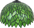 12-Inch Wisteria Lamp Shade Replacement, Tiffany Style Stained Glass Lampshades, Retro Blue Green Leaf Light Cover Accessories Only for Table lamp Pendant Lights Ceiling Light,Green
