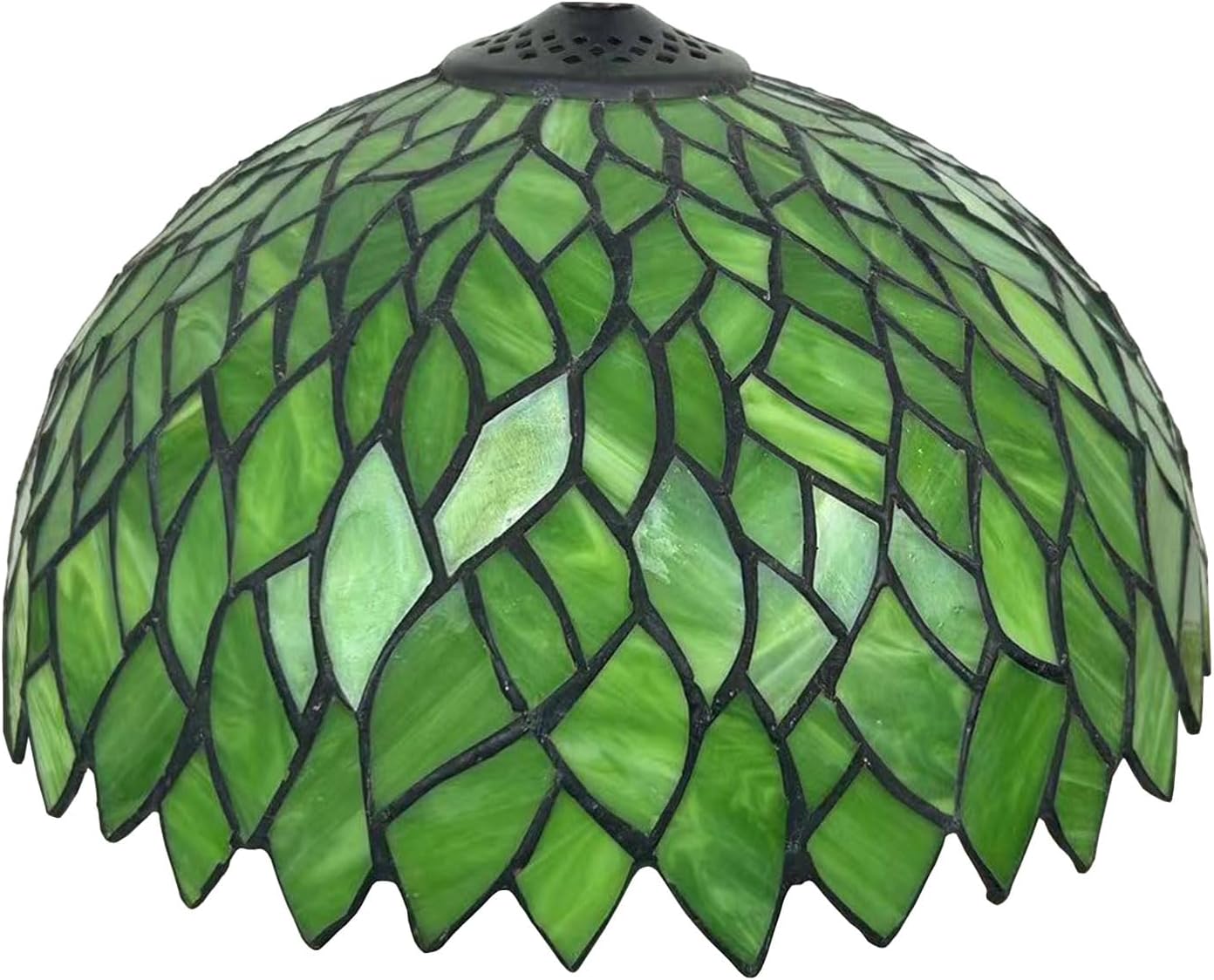 12-Inch Wisteria Lamp Shade Replacement, Tiffany Style Stained Glass Lampshades, Retro Blue Green Leaf Light Cover Accessories Only for Table lamp Pendant Lights Ceiling Light,Green