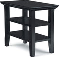 SIMPLIHOME Acadian Narrow Side Table - 14 inch Wide Solid Wood Rectangular End Table with 2 Open Shelves in Black, Transitional Lamp Stand or Nightstand for Living Room or Bedroom with Storage