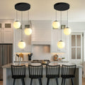 ykolupty 3-Light Globe Pendant Light Modern White Globe Glass Chandelier Black Hanging Fixture for Kitchen Island Foyer Hallway Dining Room