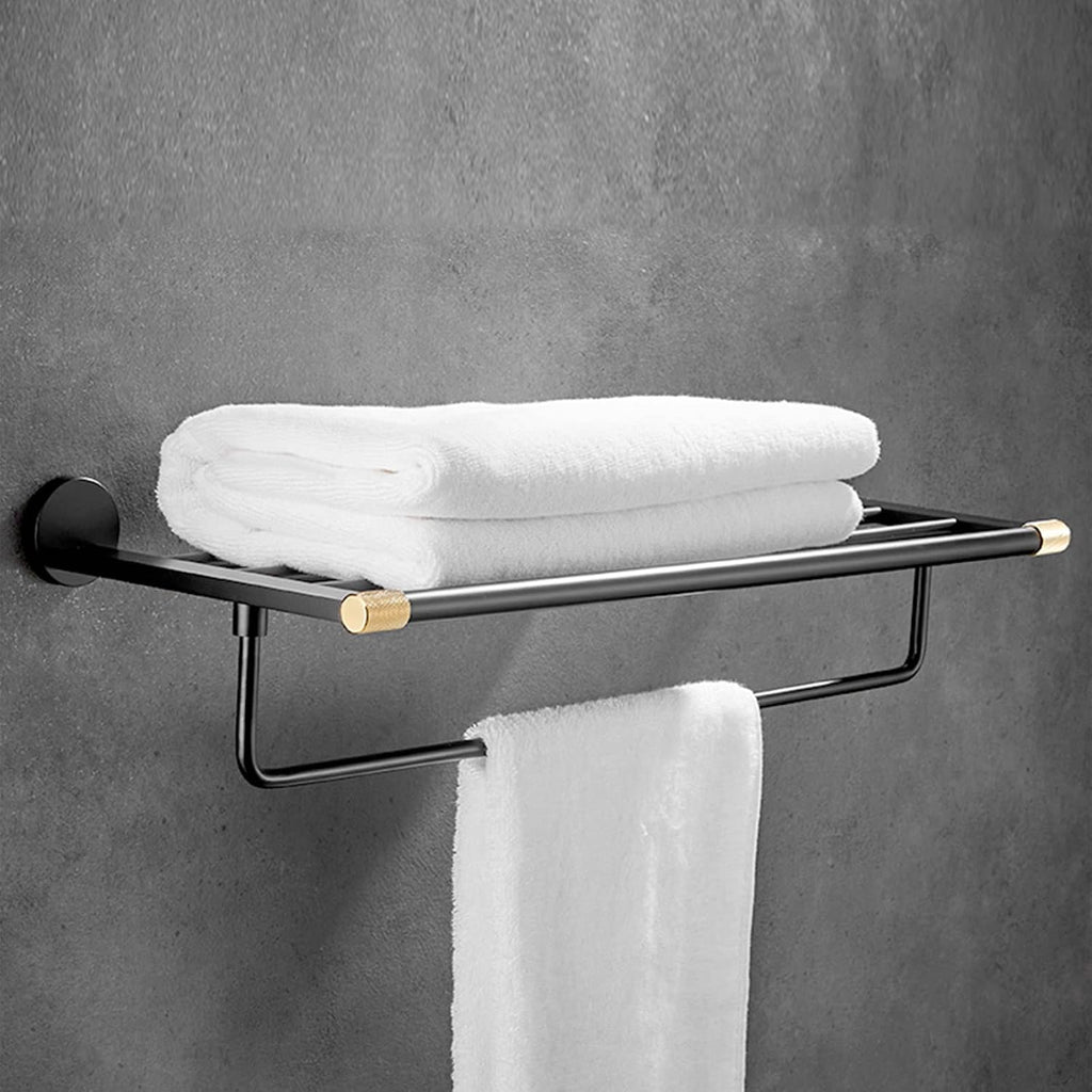 Bathroom Towel Rack Set,5 Pcs Bathroom Hardware Set Black Gold Bath Towel Bar Set,Towel Bar,Toilet Paper Holder,Towel Ring,Brass Wall Mounted Bathroom Accessories kit