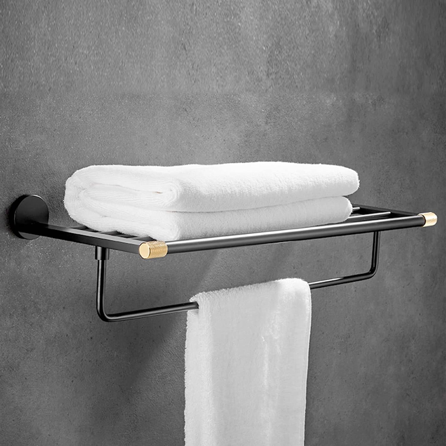 Bathroom Towel Rack Set,5 Pcs Bathroom Hardware Set Black Gold Bath Towel Bar Set,Towel Bar,Toilet Paper Holder,Towel Ring,Brass Wall Mounted Bathroom Accessories kit