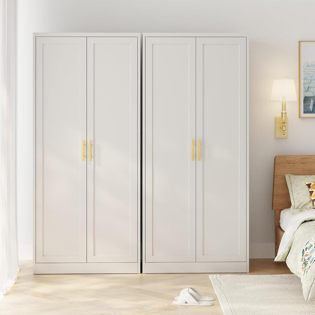 Metal Pantry Cabinet, 71'H x 28'W x 14'D Pantry Cabinets with 2 Doors and 4 Adjustable Shelves, Kitchen Pantry Storage Cabinets, Metal Storage Cabinet for Kitchen, Dining Room, Living Room-White