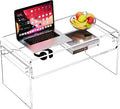 Acrylic Coffee Table for Living Room Clear Rectangle Lucite Table with Open Storage Shelf (1, Clear, Nomal)