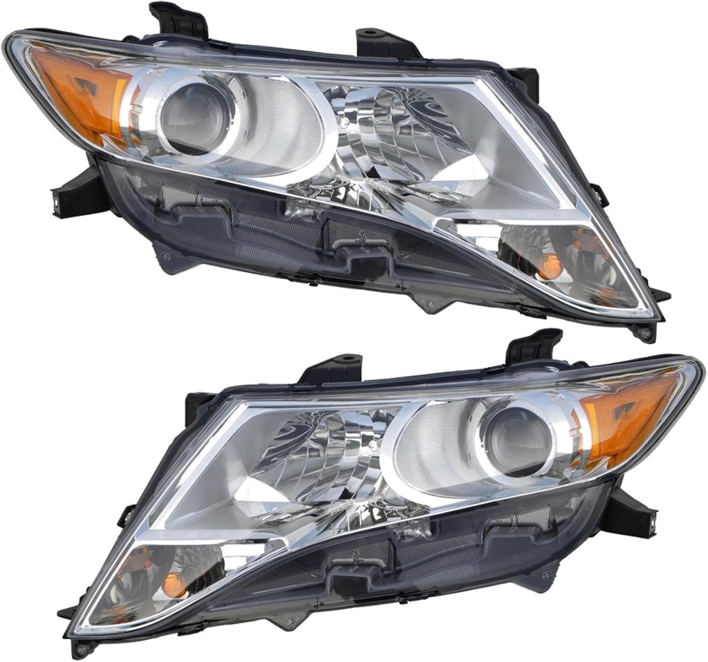 TRQ Headlight Assembly Set Headlights Driver & Passenger Side Compatible with 2009-2015 Toyota Venza TO2502189 TO2503189