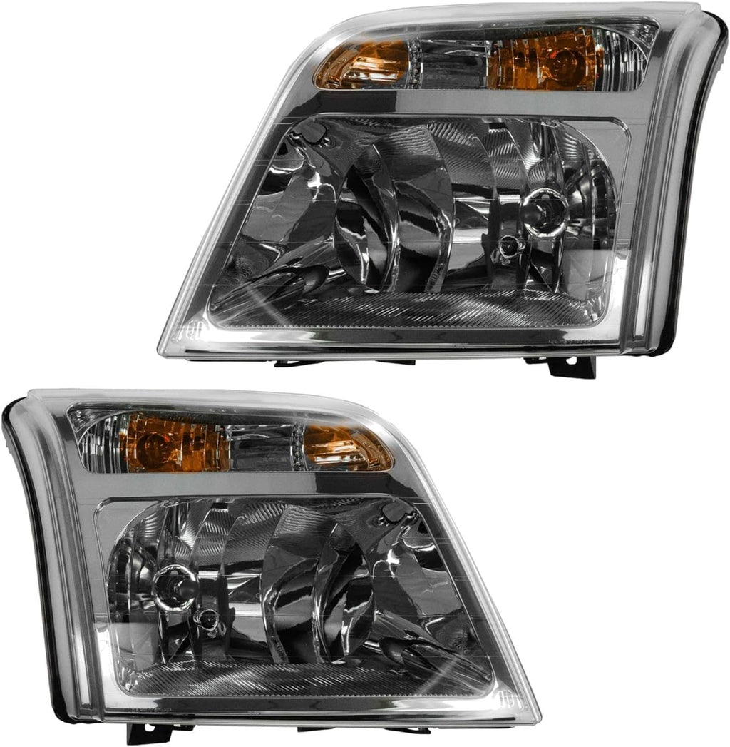 TRQ 2 Piece Headlight Assembly Set Driver & Passenger Side Compatible with Ford Transit Connect 2010-2013 FO2502296 FO2503296 9T1Z13008C 9T1Z13008D