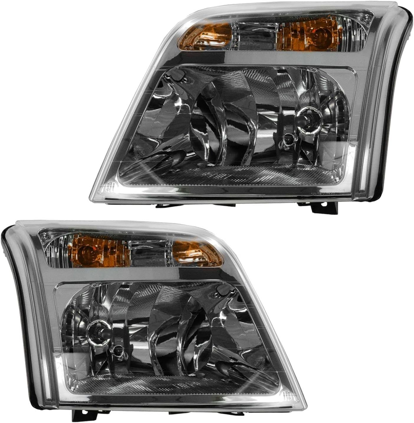 TRQ 2 Piece Headlight Assembly Set Driver & Passenger Side Compatible with Ford Transit Connect 2010-2013 FO2502296 FO2503296 9T1Z13008C 9T1Z13008D