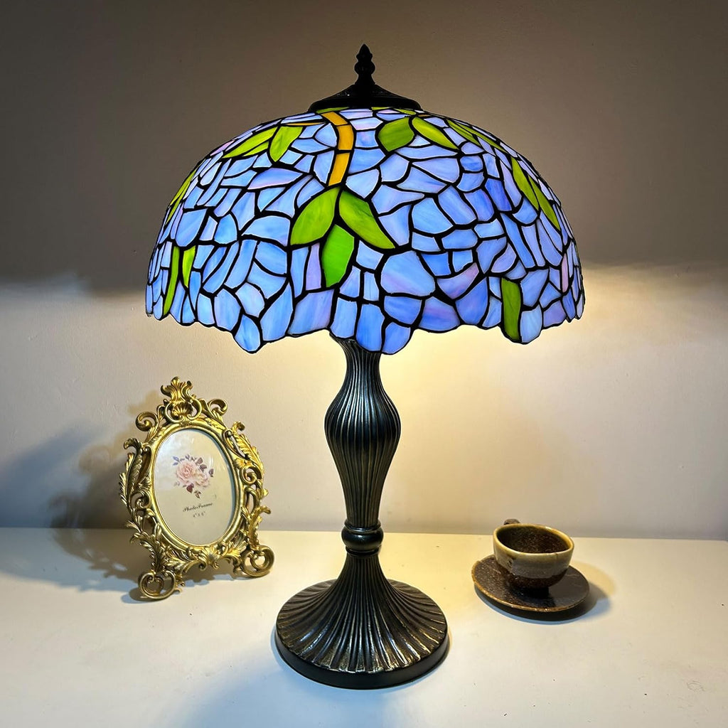 Wisteria Tiffany Lamp Shade Replacement, Only 16X9 Inch Stained Glass Lampshades, Suitable for Table Lamp Floor Lamp Hanging Pendant lamp Ceiling Light