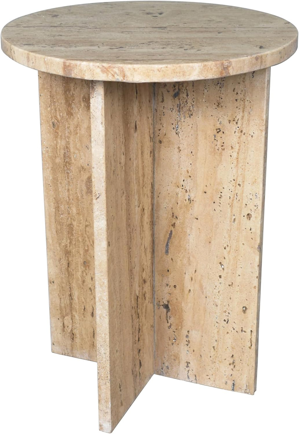 JONATHAN Y MTB1103C Javier 17.75' Contemporary Natural Marble Handmade X-Shaped End Table, Side Table for Living Room, Bedroom, Bathroom, Travertine