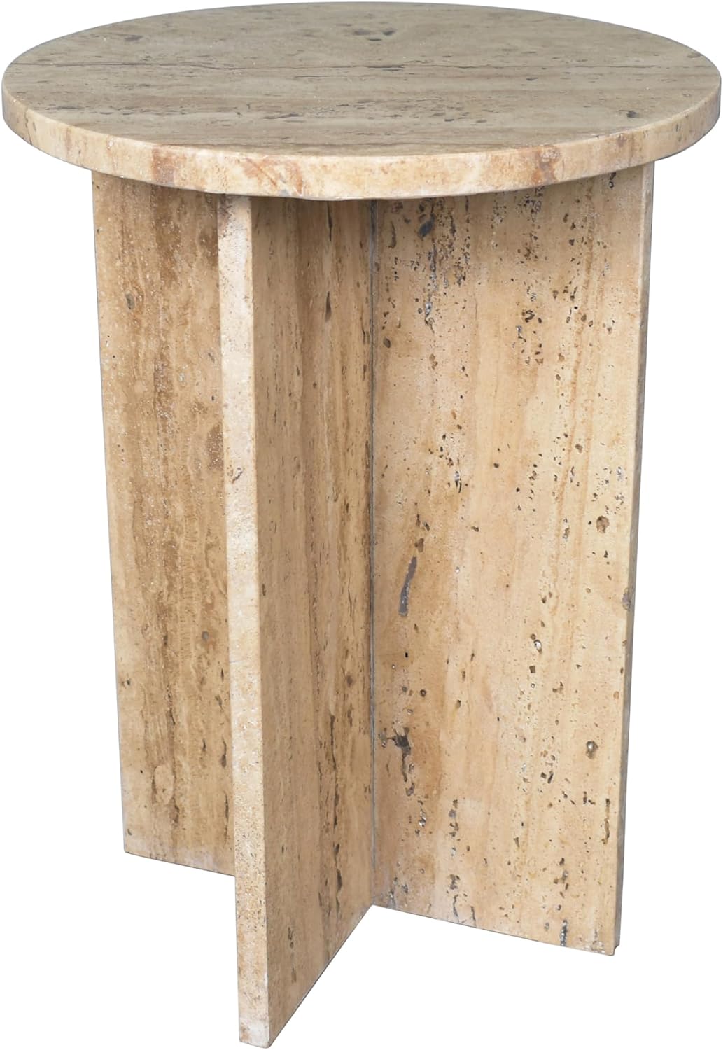 JONATHAN Y MTB1103C Javier 17.75' Contemporary Natural Marble Handmade X-Shaped End Table, Side Table for Living Room, Bedroom, Bathroom, Travertine
