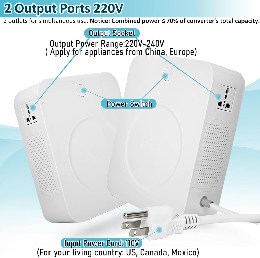 uyoyous 3000W Step Up Transformer 110v to 220v Converter Heavy Duty Power Converter 110 to 220 Step Up Voltage Converter for Hair Dryers, Kitchen Appliances & European Asian Devices Use in US