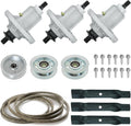 48' Deck Spindle Rebuild Kit for John Deere D140 D155 LA130 LA145, Include 3 Spindles GY20454 GY20867, 3 Blades AM141035, 1 Idler GY20110 GY20629, 2 Idlers GY20067 GY22172, 1 141' Belt GX20571