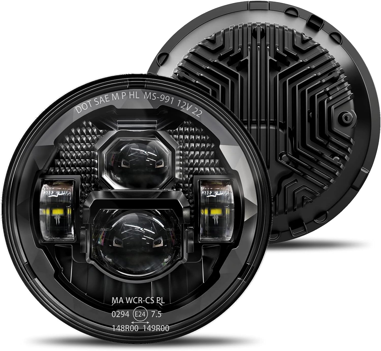 HWSTAR Pair New 1000% Bright Anti-glare 7 Inch Led Headlights Round Compatible with Jeep Wrangler JK JKU TJ LJ Chevy Ford GMC Dodge Mazda Nissan Mack VW etc DOT Approved H6024 Hi/Low Sealed Beam