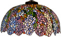 22Inch Purple Blue Wisteria Stained Glass Lampshade Replacement for Table Lamp, Wall Lamp, Ceiling Light, Floor Lamp, Tiffany Style Green Leaves Flower Shade with Red White Beads