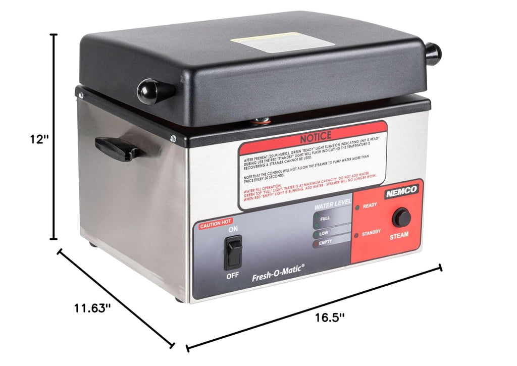Nemco 6625B Fresh-O-Matic Electric Countertop Rethermalizer and Tortilla/Portion Steamer with Control Panel for Restaurant Buffet Catering | 16.50'W x 12'D x 11.63'H, Stainless Steel, 120v, 1500w