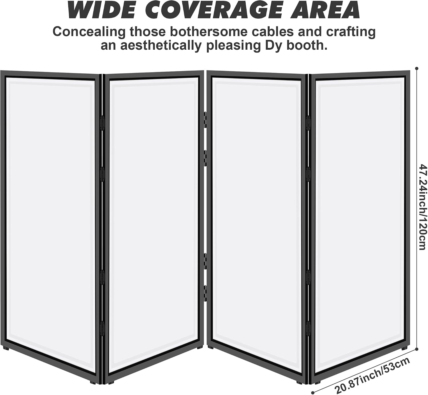 DJ Facade Booth, DJ Stand Portable Event Cover Screen with Foldable 4 Detachable Metal Frame Light Projector Display Scrim Panel Stand with Carry Bag for Party,Show,Gathering(White and Black)