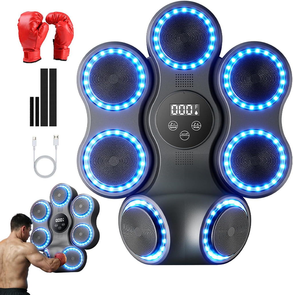 Musical Boxing Machine, 10 in 1 Intelligent Boxing Machine, Interactive Trainer, 10 Training Modes and Double Play, Music Sync