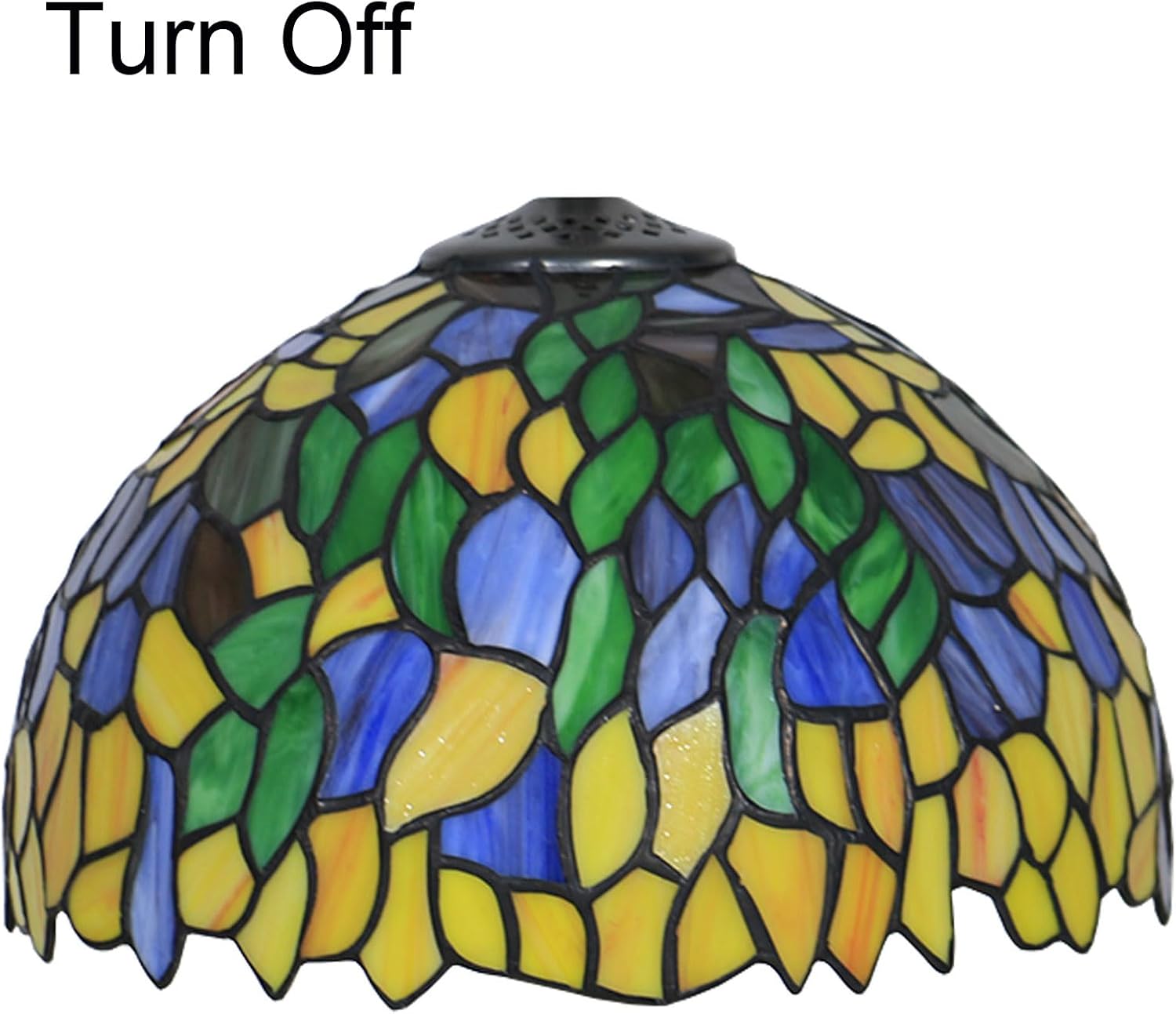 Tiffany Lamp Shade 12 Inch Wide Accessories Replacement Only Wisteria Stained Glass Lampshades Vintage Yellow Green Blue Leaf Light Cover for Table Lamp Pendant Light Ceiling Fixture