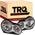 TRQ Performance Driver and Passenger Side Headlight Assembly Set Chrome Housing Compatible with 01-05 Mercedes Benz C240 C320 05-07 Mercedes Benz C230 Halogen Only