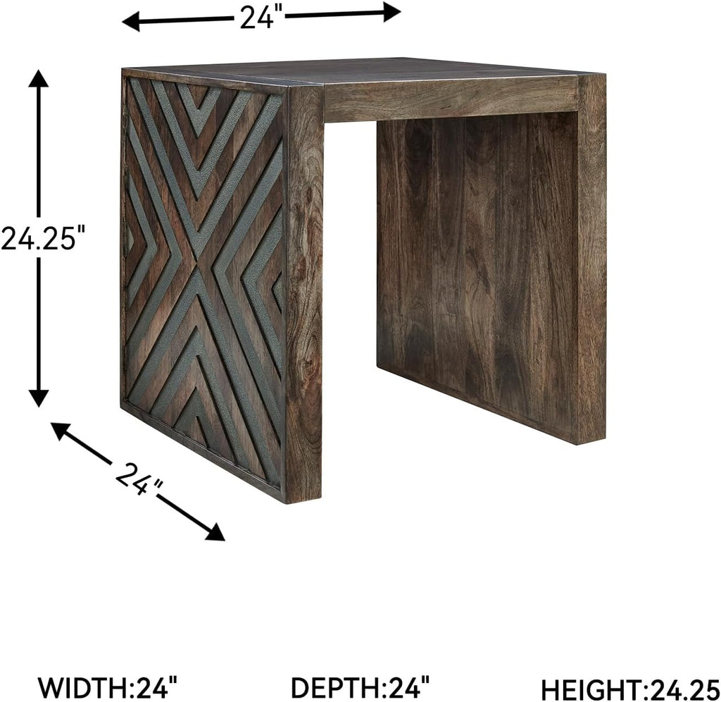 Signature Design by Ashley Dreggan Casual End Table with Diamond Pattern, Dark Brown