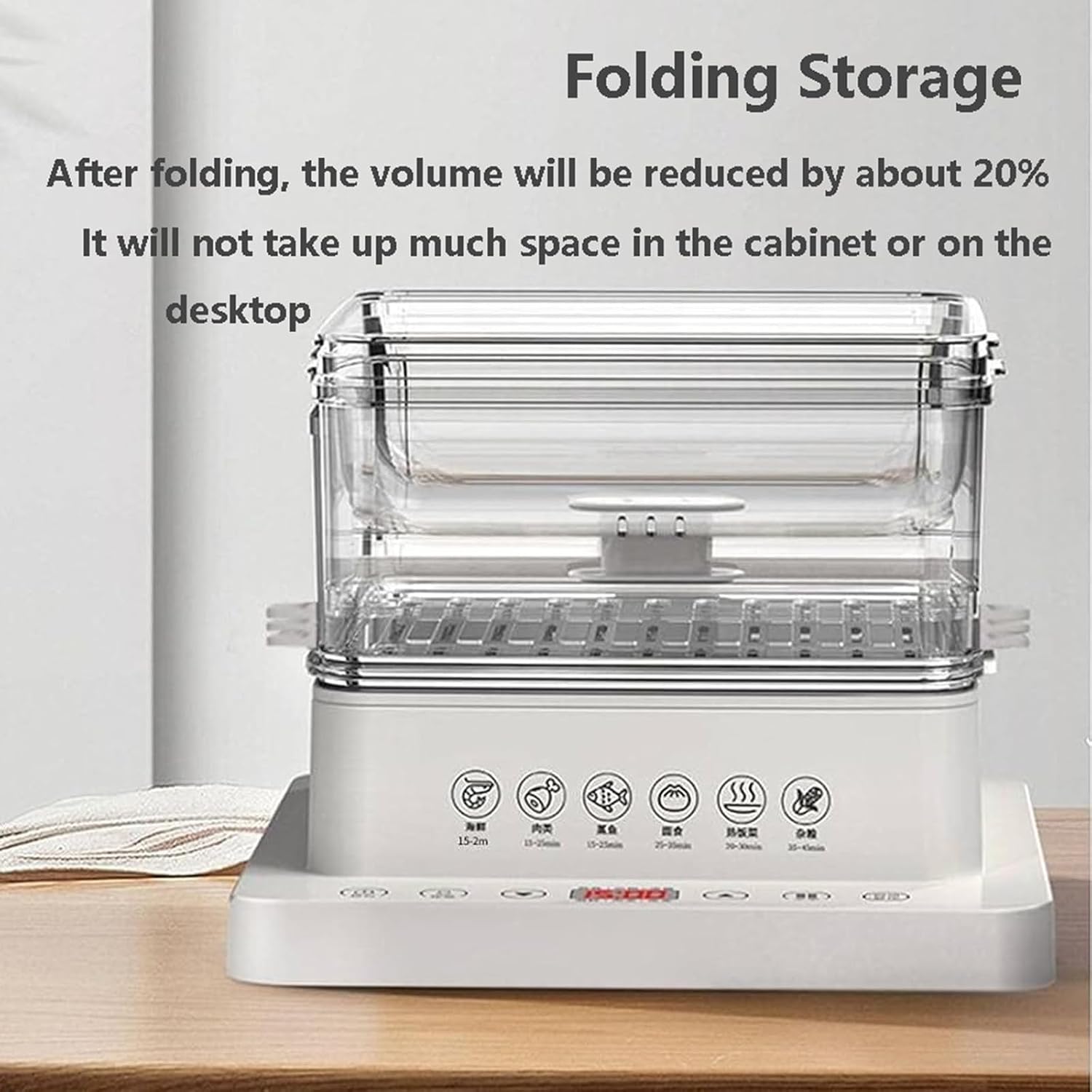 Electric Food Steamer, 3-Layer Cookware, 40L Capacity, Foldable Hot Food Heater, Automatic Steamer with 12 Hours Heat Preservation, Ideal for Cooking and Food Preparation