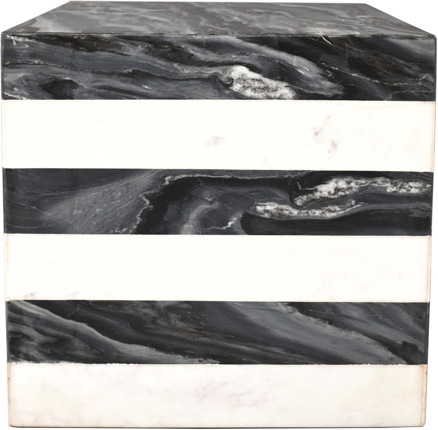 JONATHAN Y MTB1101B Felix 15.5' Contemporary Natural Marble Handmade Cube End Table, Side Table for Living Room, Bedroom, Bathroom, Black/White