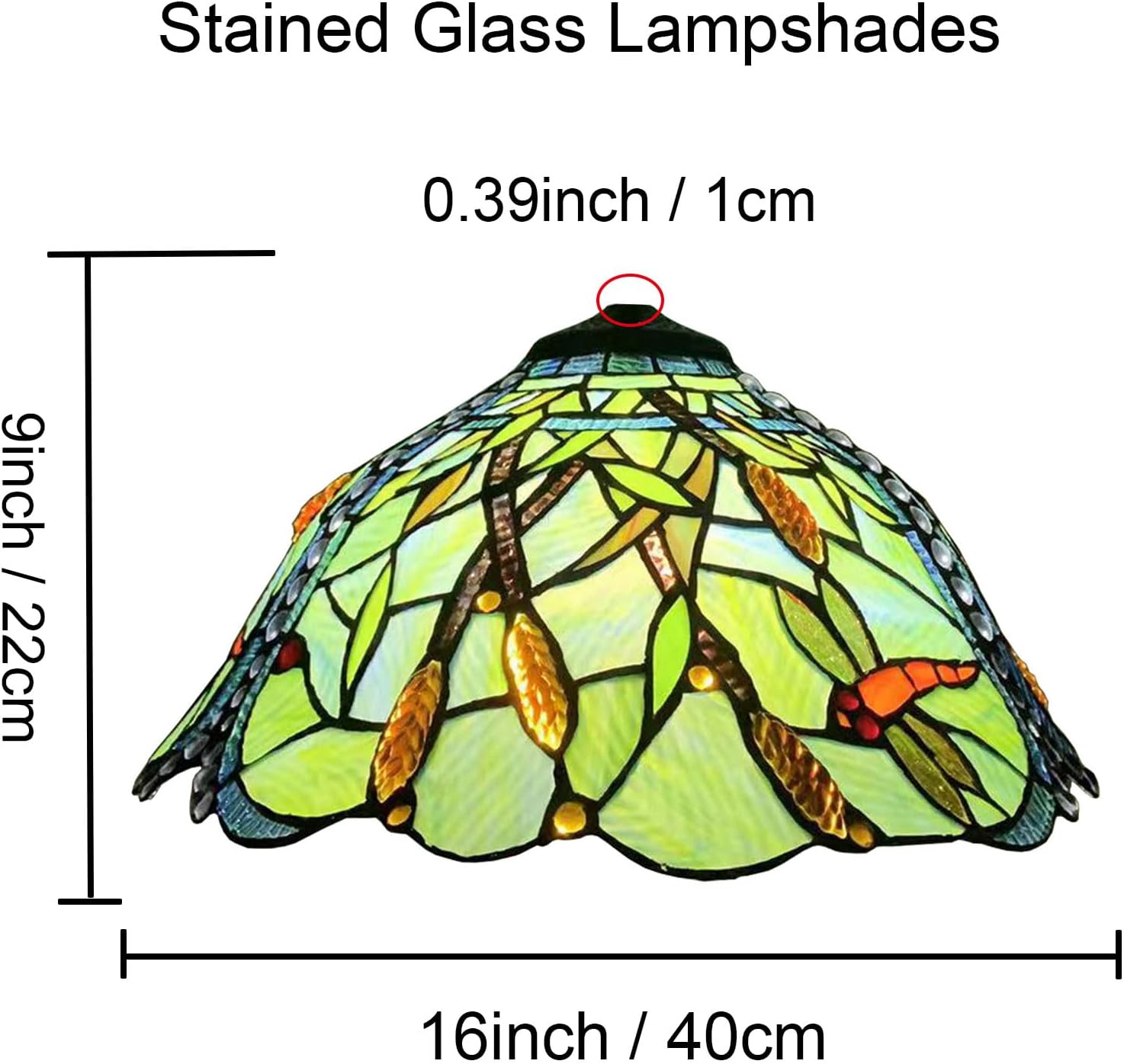 Tiffany Lamp Shade Replacement Only 16X9 Inch Dragonfly Stained Glass Lampshades, Vintage Victorian Green Light Cover for Table Lamp Floor Lamp Hanging Pendant lamp Ceiling Light