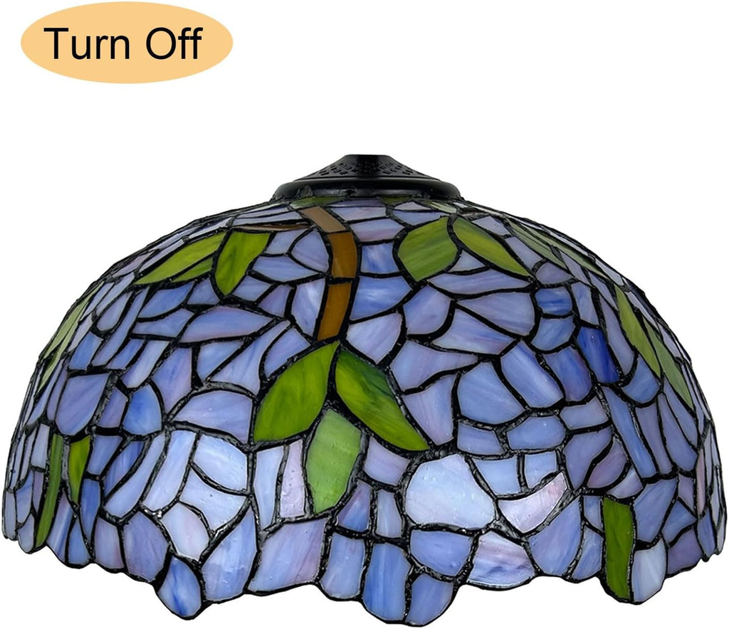 Wisteria Tiffany Lamp Shade Replacement, Only 16X9 Inch Stained Glass Lampshades, Suitable for Table Lamp Floor Lamp Hanging Pendant lamp Ceiling Light