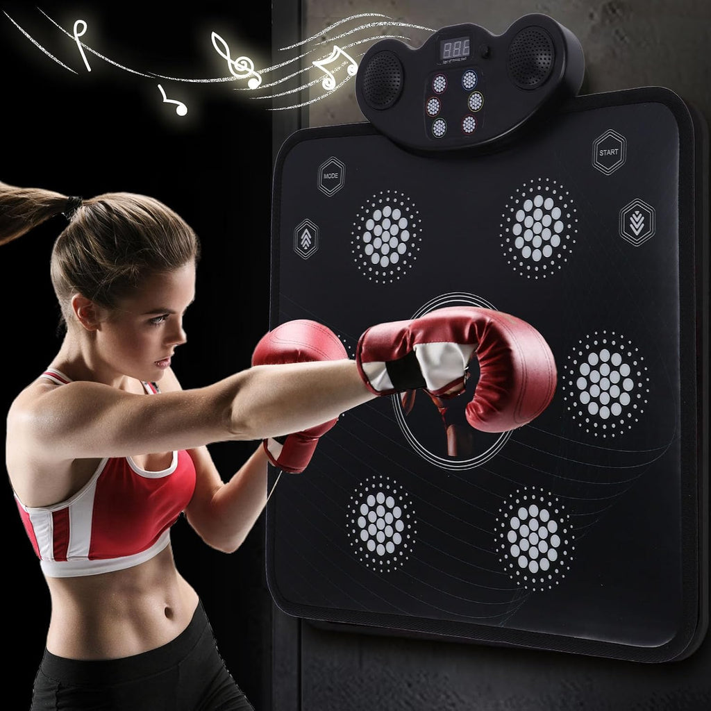 Music Boxing Machine and Dance Pad, 21.1 x 22.4in 2 in 1 Boxing Equipment Music Boxing Machine for Adults Kids, Music Punching Wall Mounted Boxing Punch Musical Boxing Machine