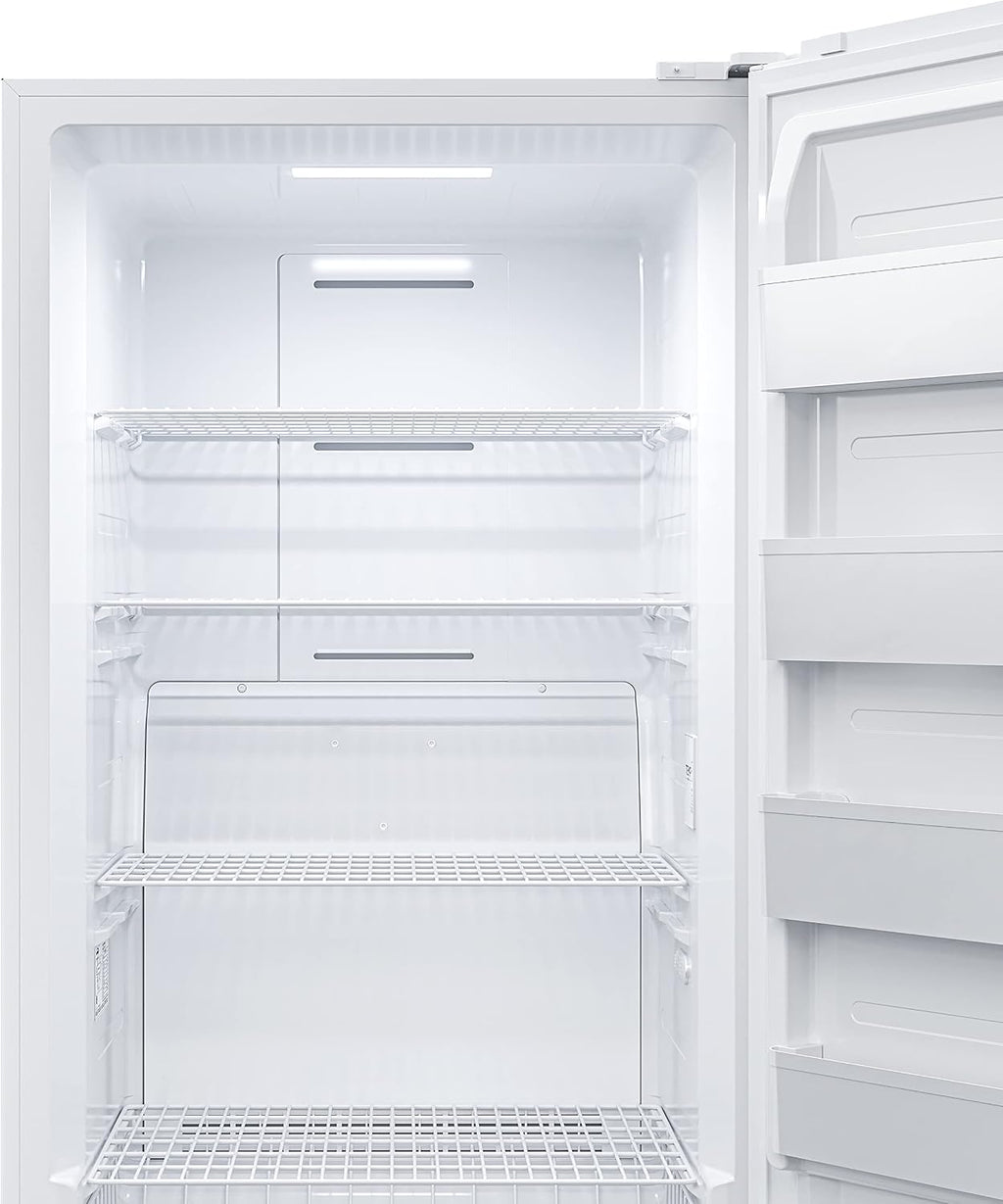 KoolMore Upright Freezer/Refrigerator Convertible, 2-in-1 Appliance, Home, Dorm, and Garage Ready Fridge/Freezer Storage for Fresh or Frozen Food and Drinks, Wire Shelves and Drawer [White] (RUF-17C)