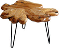 WELLAND Rustic Cedar Live Edge Coffee Table with Hairpin Legs, Natural Wood, 28' x 27' x 16'