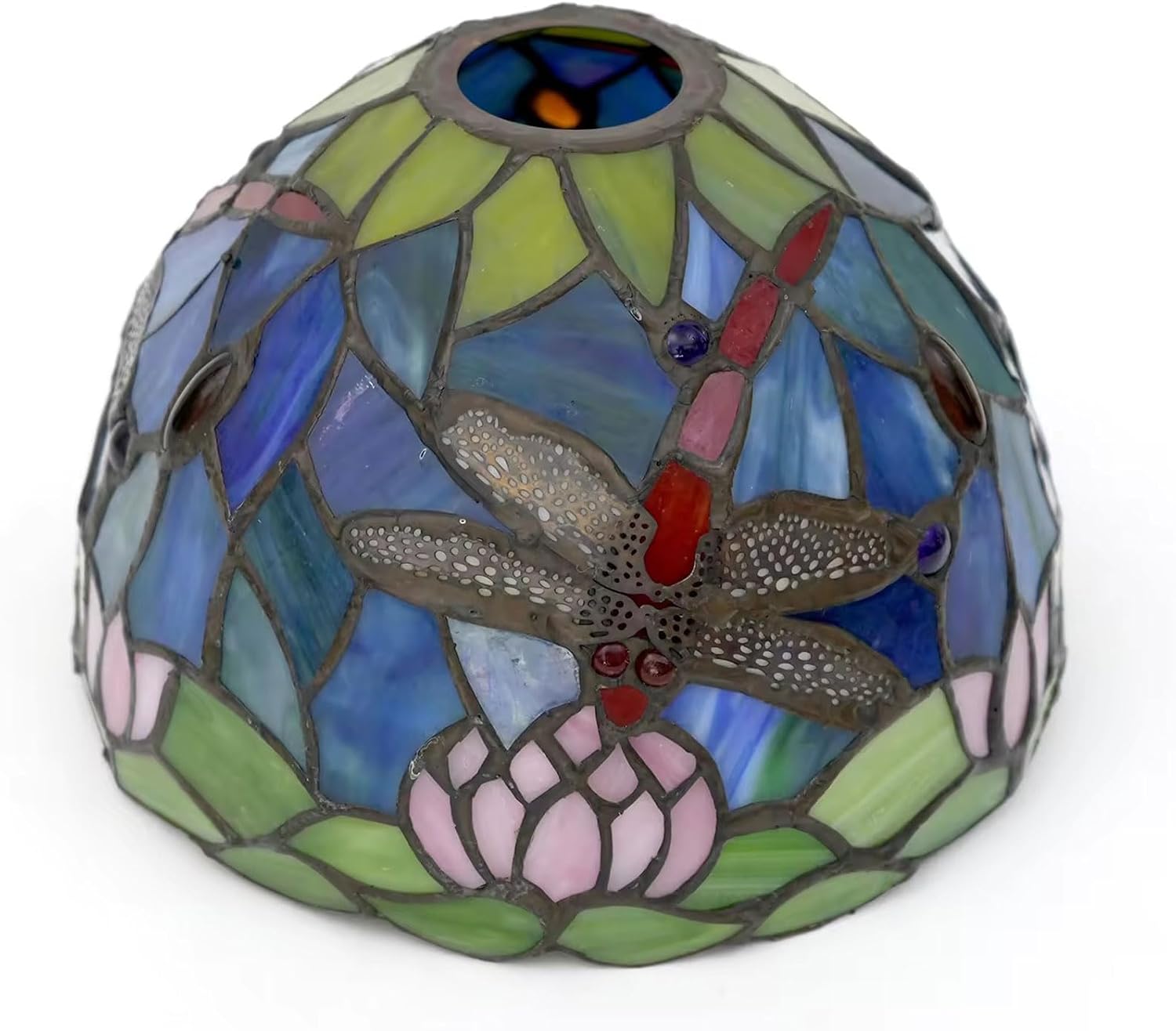 8 Inch Wide Tiffany Lamp Shade Accessories Replacement Only Dragonfly Stained Glass Lampshades Vintage Green Blue Light Cover for Table Lamp Wall lamps Chandelier Ceiling Pendant,Blue