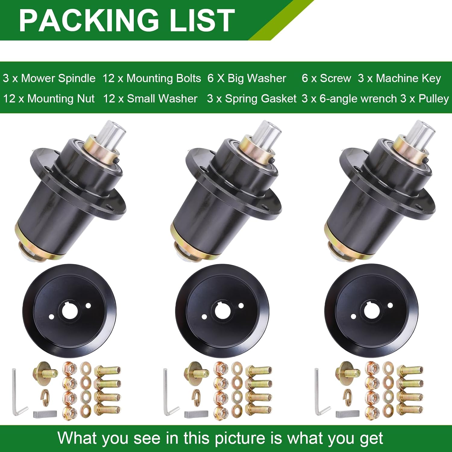 037-6015-50 037-6015-00 Spindle Assembly with 033-6004-00 Pulley - Fits 60 Inch Mower Decks Bad Boy Maverick ZT Elite 60-Inch (3-Pack)