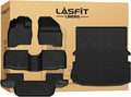 LASFIT Floor Mats & Cargo with Backrest Mat for Ford Explorer 2015-2019 7 Seats All Weather Protector TPE Easy Clean Car Floor Liner Custom Fit for 5-pc Full Set Black