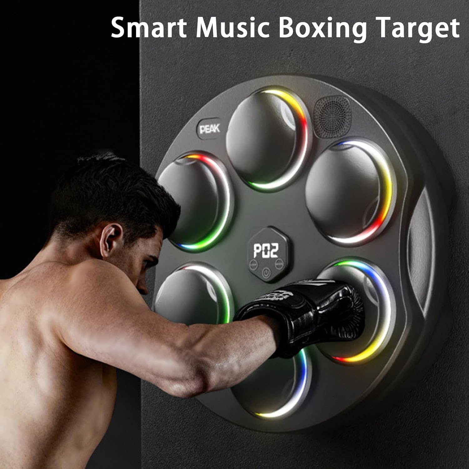 Music Boxing Machine,Wall Mount Workout Trainer Equipment with Gloves and Multiple Mode Adjustments,Punching Pad for Home and Office,Black,Adults Gloves