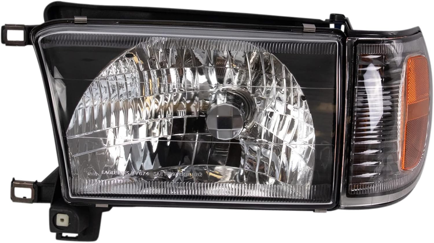 TRQ Performance Driver and Passenger Side Headlight Assembly Set Black Housing Compatible with 99-02 Toyota 4Runner